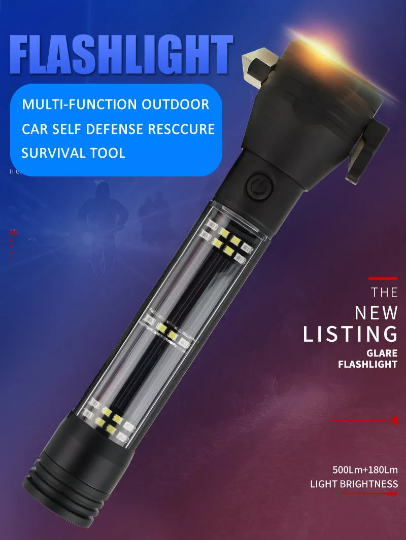 Emergency Solar Powered LED Light Safety Hammer Torch