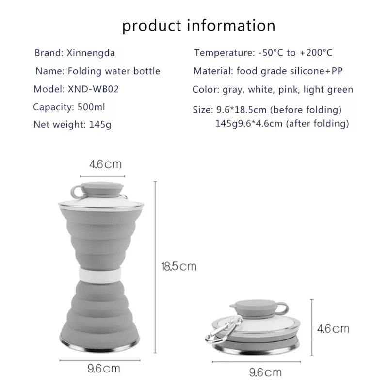 Foldable Water Bottle (Space Saving ) for Travel /Camping /Trekking - Travel Light