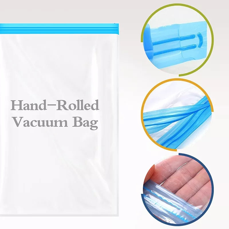 Travel Luggage Air-Free Hand-Rolled Reusable Vacuum Compression Bag