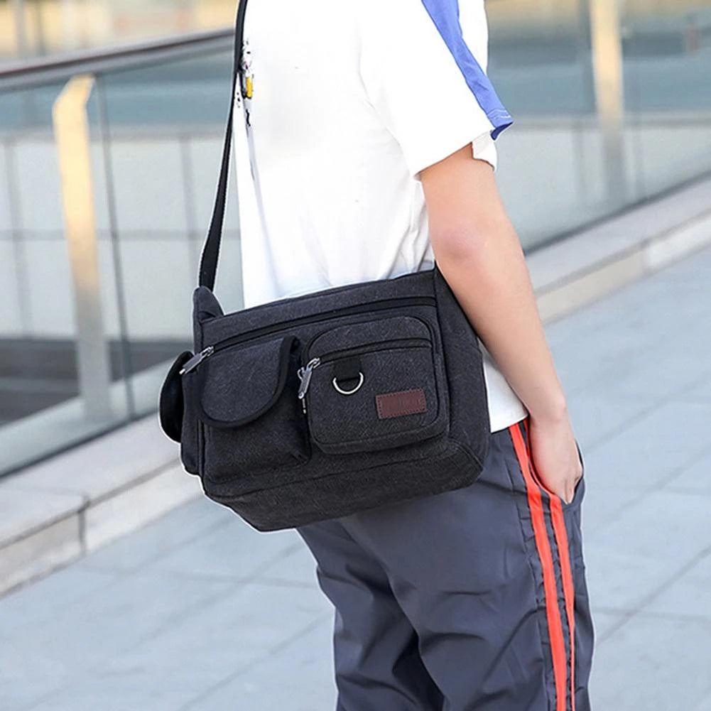 SOLD OUT - Shoulder Bags Unisex Canvas Large Capacity Multi-pockets Vintage Elegant Solid Cross-body Casual Travel Tote Fashion Retro